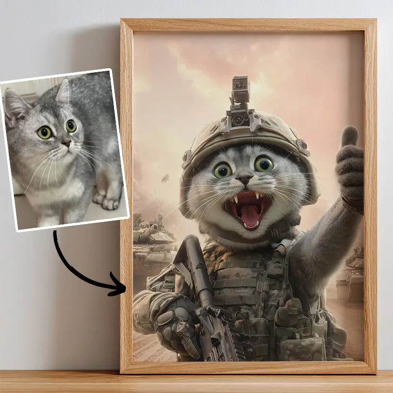 Furry Soldier - Pet Lenticular Portrait